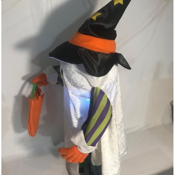 Light-Up Halloween Ghost Witch Hat With Pumpkin Bag 22" tall - Picture 6 of 13